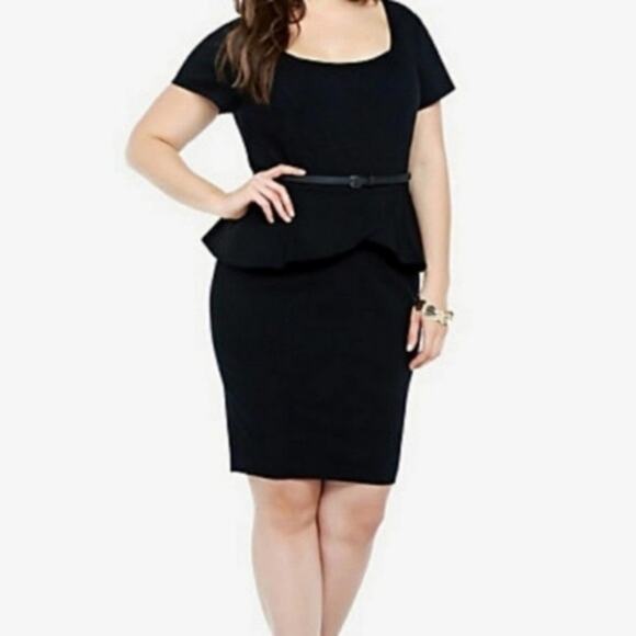 Torrid Black Peplum Babydoll Bodycon Cut Out Back Dress Plus‎ Size 20 - Picture 1 of 9